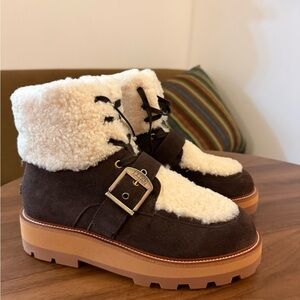 Australia Luxe Collective Dark Brown and Cream Winter Boots